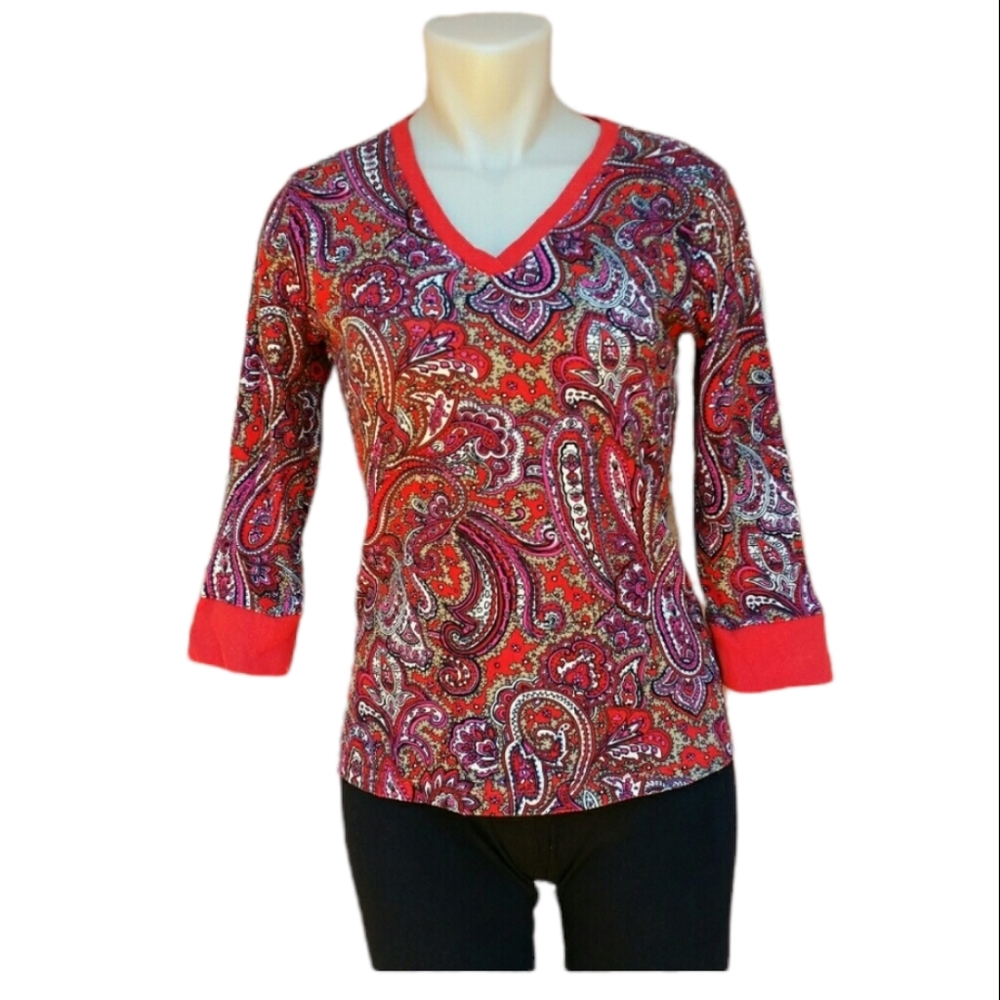 Jones of New York Sport Paisley Gold Pink Red